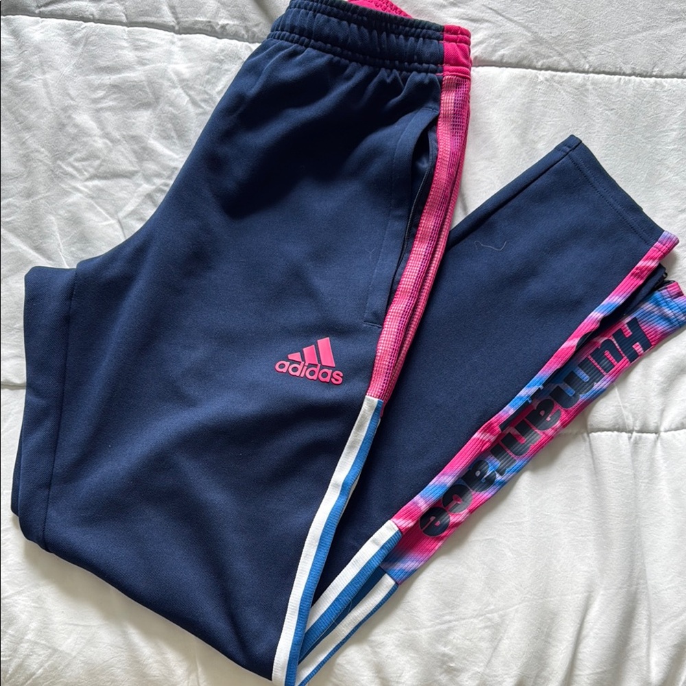 Adidas Kids Navy and Pink Track Pants